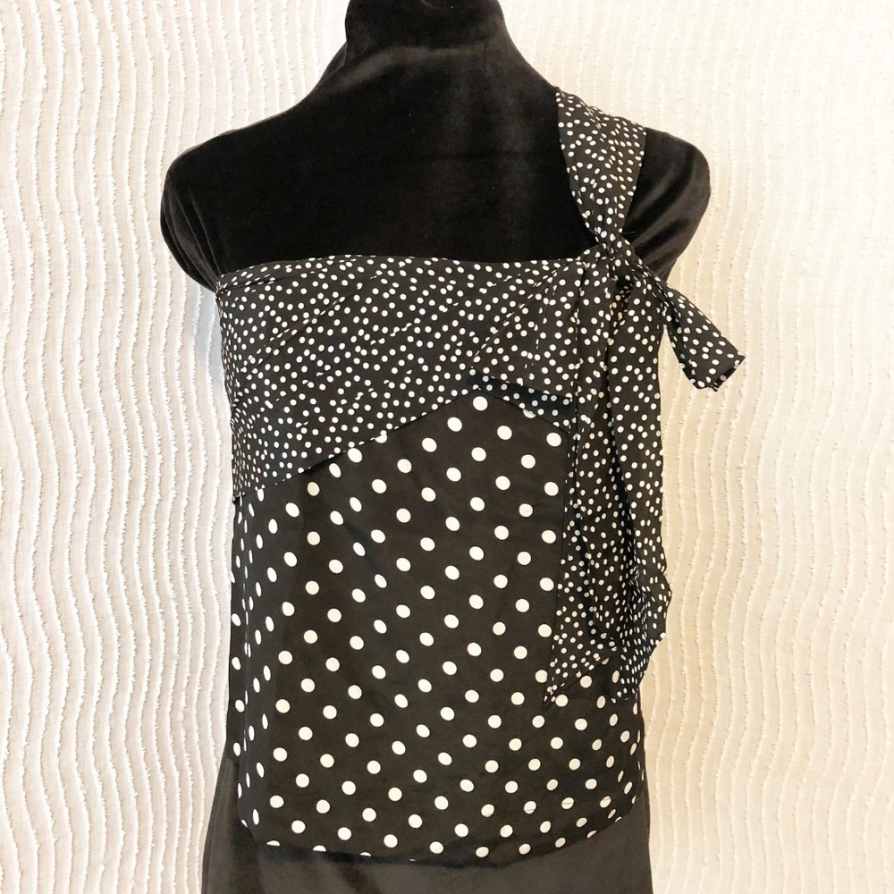 J Crew Polka Silk One Shoulder Bow Polka Dot Top 2 - Picture 4 of 8